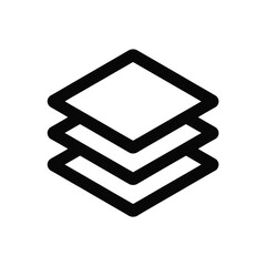 Aufkleber - Layered icon illustrating stacking levels or hierarchy in a modern flat design style with thick black outlines on a clean white background