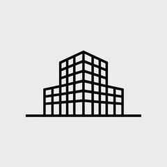 Aufkleber - Simple black and white architectural building icon illustrating urban landscape and commercial real estate concept for design