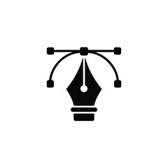 Aufkleber - Vector pen tool icon illustration black and white symbol for graphic design suitable for website design and digital content creation