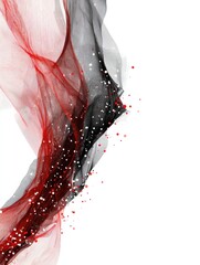 Poster - Red and Black Electric Wave Creates Dynamic Motion Against a White Background in Abstract Artistic Expression