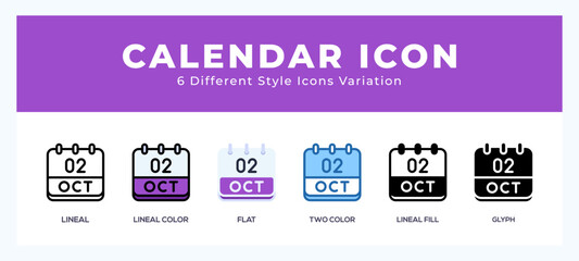Fototapete - Calendar october icon vector for web. and mobile app