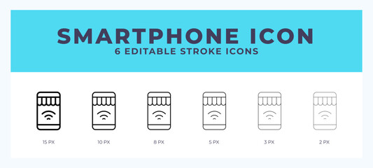 Fototapete - Smartphone icon in thin line. Bold line. Regular line. Editable stroke.