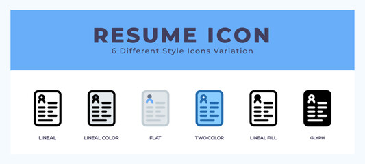 Leinwandbilder - Resume icon vector for web. and mobile app
