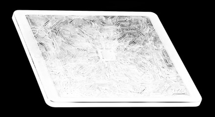 Aufkleber - Futuristic tablet with circuit board design on screen, isolated on a black background