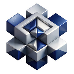 Fototapete - Abstract 3d cube puzzle design isolated on transparent background