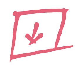 Poster - Arrow Pointing Down in Square Hand Drawn. Keyboard Key