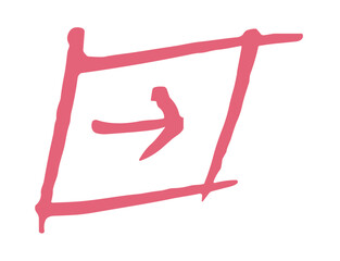 Poster - Arrow Pointing Right in Square Hand Drawn. Keyboard Key