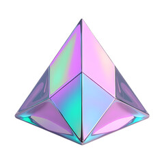 Poster - Iridescent pyramid with geometric shapes isolated on transparent background