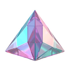 Poster - Iridescent pyramid with geometric facets isolated on transparent background