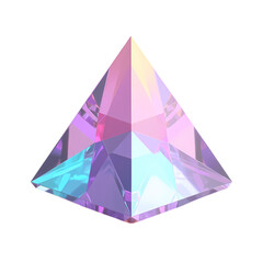 Poster - Iridescent pyramid with sharp edges isolated on transparent background