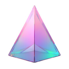 Poster - Iridescent pyramid object rendering isolated on transparent background