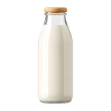glass bottle of milk on transparent background
