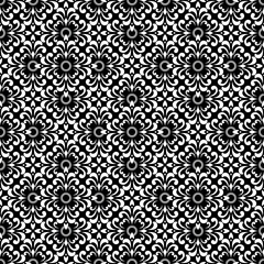 Poster - Flower geometric pattern. Seamless vector background. White and black ornament.