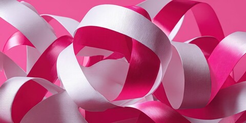 Leinwandbilder - Abstract Pink and White Ribbon-Like Shapes Composition for Modern Design