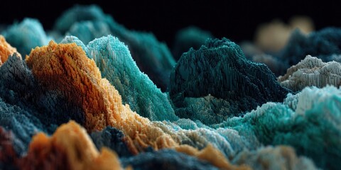 Leinwandbilder - Abstract Pixelated Waves with Dark Gradient and Layered Textures