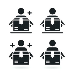 Shipping Box Icon Set – Outline and Filled Vector Pair on White
