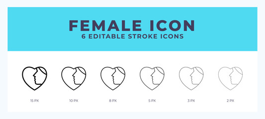 Aufkleber - Female line icon with different stroke. Vector illustration.