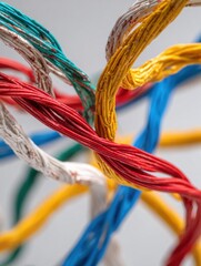 Leinwandbilder - Network Cable Tangled Like Neurons Depicting Lost Connectivity in a Modern Digital World