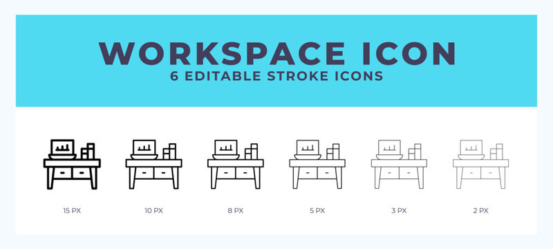 Workspace icon vector for web. And mobile app. Editable stroke outline icon.