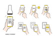 © whitecat blackcat - スマートフォンでのQRコード決済と非接触支払いのアイコンセット（ベクター）