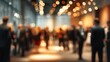 © hao - Networking Event Blur: A blurred background of a networking event in a conference hall, with people mingling and exchanging contacts. High quality