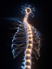 Poster - Nervous System Visualization Showcasing Glowing Nerve Pathways Under Pressure With a Neutral Right Side Representation