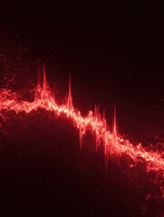 Poster - Red Pulse Wave Exhibiting Jagged Fluctuations With Blank Space for Text Layout
