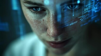 Aufkleber - female medical scientist engaging with a holographic interface, navigating complex medical data and 