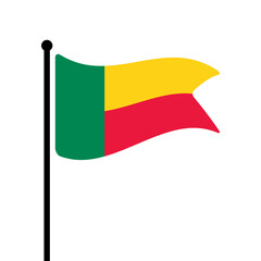Fototapete - Flag of Benin. Benin flag vector illustration icon design. Fluttering flagpole flag.