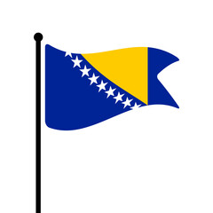 Fototapete - Flag of Bosnia and Herzegovina. Bosnia and Herzegovina flag vector illustration icon design. Fluttering flagpole flag.