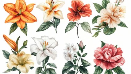 Poster - A collection of various flowers on a clean and simple white surface