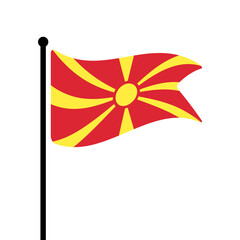 Fototapete - Flag of North Macedonia. North Macedonia flag vector illustration icon design. Fluttering flagpole flag.