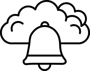 Leinwandbilder - Cloud icon with bell symbolizes cloud notifications, representing alerts or updates from cloud based services. simple line art style conveys modern and digital theme