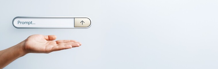 Poster - Hand presenting a digital input field labeled 