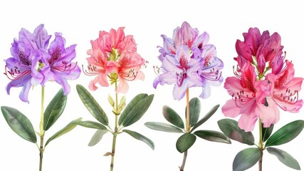 Poster - A bouquet of vibrant flowers on a clean and simple white background, ideal for decorative or design purposes
