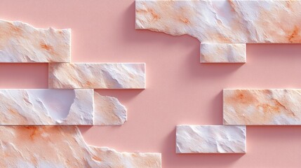 Poster - Pink and Peach Stone Brick Wall Texture