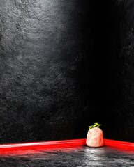 Poster - Pink and Red Object on Black Background with Sprinkles