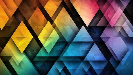 Aufkleber - A vibrant abstract pattern featuring colorful geometric shapes with a prismatic, layered effect.