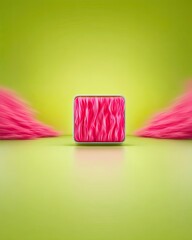 Leinwandbilder - Pink Square Abstract Design on Green Background