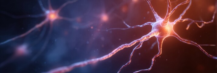 Poster - Glowing Diagram of the Nervous System Highlighting Synapses Against a Gradient Background