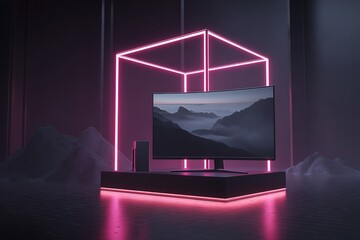 Wall Mural - 4k ultra hd computer wallpaper with dark mode abstract geometric patterns crystal clear nature lands