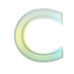 Poster - 3d rendering transparent glass letter c with yellow and blue gradient on transparent background