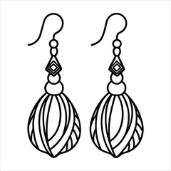 Poster - Elegant black and white dangle earrings isolated on a white background. Perfect for use in fashion blogs, jewelry catalogs, e-commerce, branding materials, packaging, and social print advertisements.