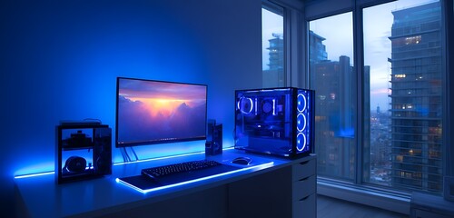 Wall Mural - 4k ultra hd computer wallpaper with dark mode abstract geometric patterns crystal clear nature lands