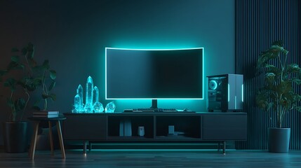 Wall Mural - 4k ultra hd computer wallpaper with dark mode abstract geometric patterns crystal clear nature lands