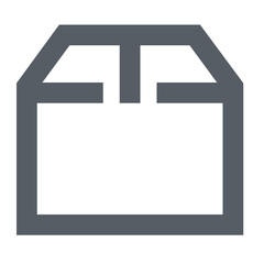 Poster - Illustration of a simple gray box outline with a lid on a white background in a minimalist style