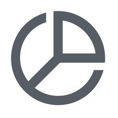 Poster - A gray circle with lines dividing it into three sections and a missing arc segment on the top left