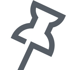 Poster - Illustration of a gray pushpin with a simple design and outline on a white background image here now