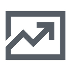 Poster - Illustration of a graph with an upward trending arrow inside a rectangular frame in gray color