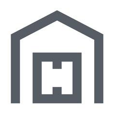 Poster - Gray geometric logo featuring a stylized house shape with an h inside a square in the center